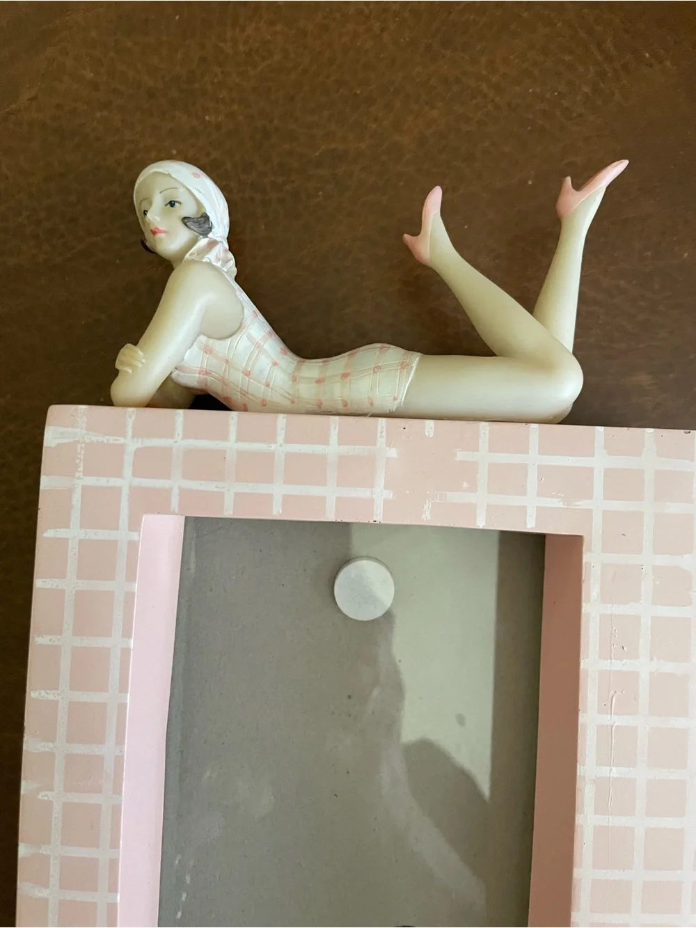 Vintage Art Deco Bathing Beauty Pink Tiled Frame Retro Decor